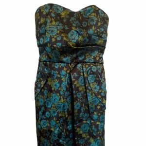 I.N. San Francisco Semi Formal Strapless Floral Dress (Size: 3)
